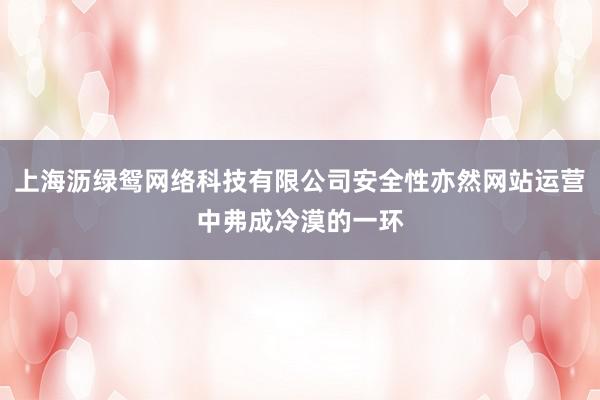 上海沥绿鸳网络科技有限公司安全性亦然网站运营中弗成冷漠的一环